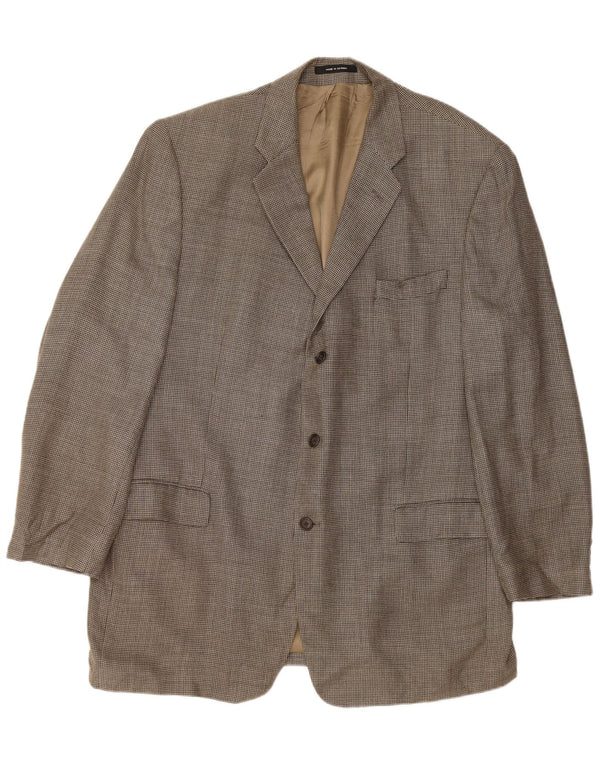 Jachetă CALVIN KLEIN pentru bărbați, cu 3 nasturi, mărimea 46 XL, mătase cu carouri gri