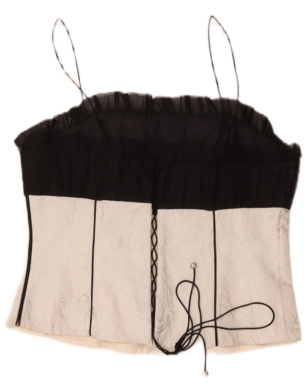 Top corset vintage pentru femei IT 48 XL Poliester negru color bloc