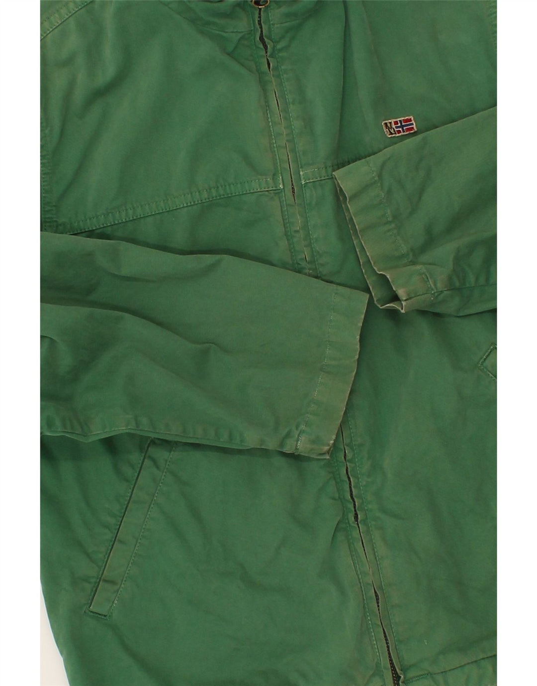 NAPAPIJRI Boys Graphic Bomber Jacket 11-12 Years Green Cotton Vintage Napapijri and Second-Hand Napapijri from Messina Hembry 