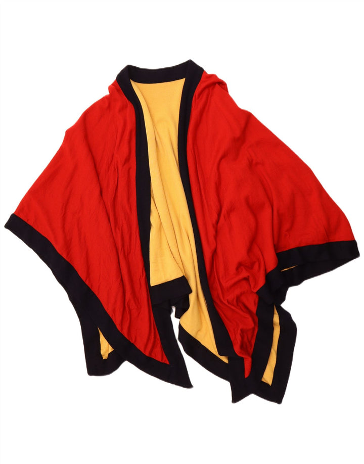 Manta poncho deschisă asimetrică pentru femei VINTAGE, mărime unică, roșu, bloc de culoare