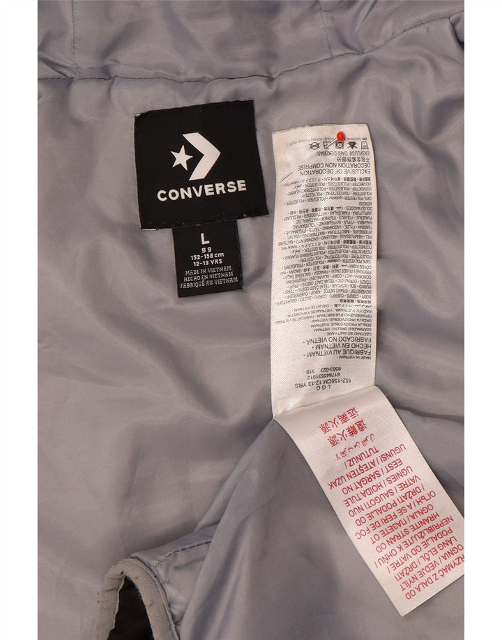 Jachetă căptușită cu glugă Converse pentru băieți 12-13 ani, mare, poliester negru