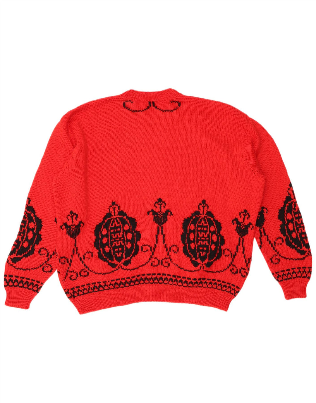 VINTAGE Pulover supradimensionat pentru femei cu gâtul turnat UK 18 XL Red Fair Isle