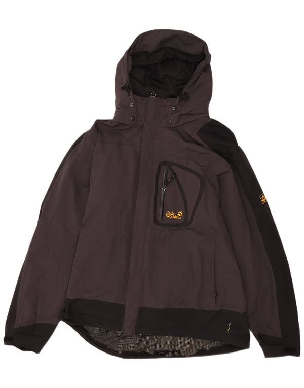 Jack Wolfskin Jachetă de ploaie cu glugă pentru bărbați Marea Britanie 46/48 2XL Gri Colorblock