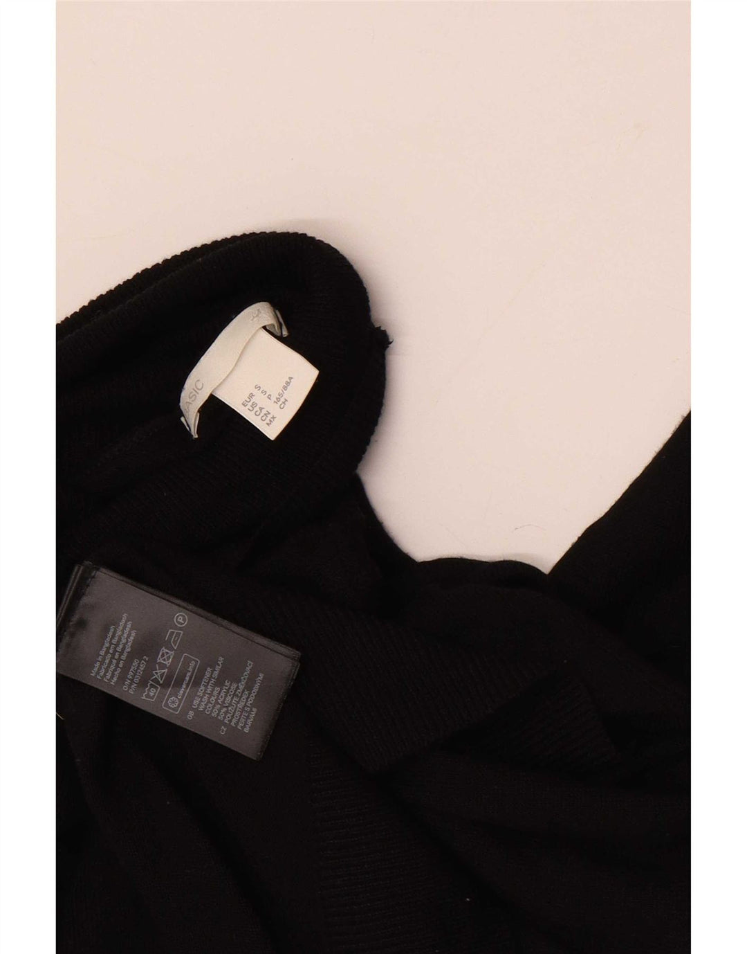 Pulover de bază cu gât rulat pentru femei UK 10 Mic Negru Acrilic