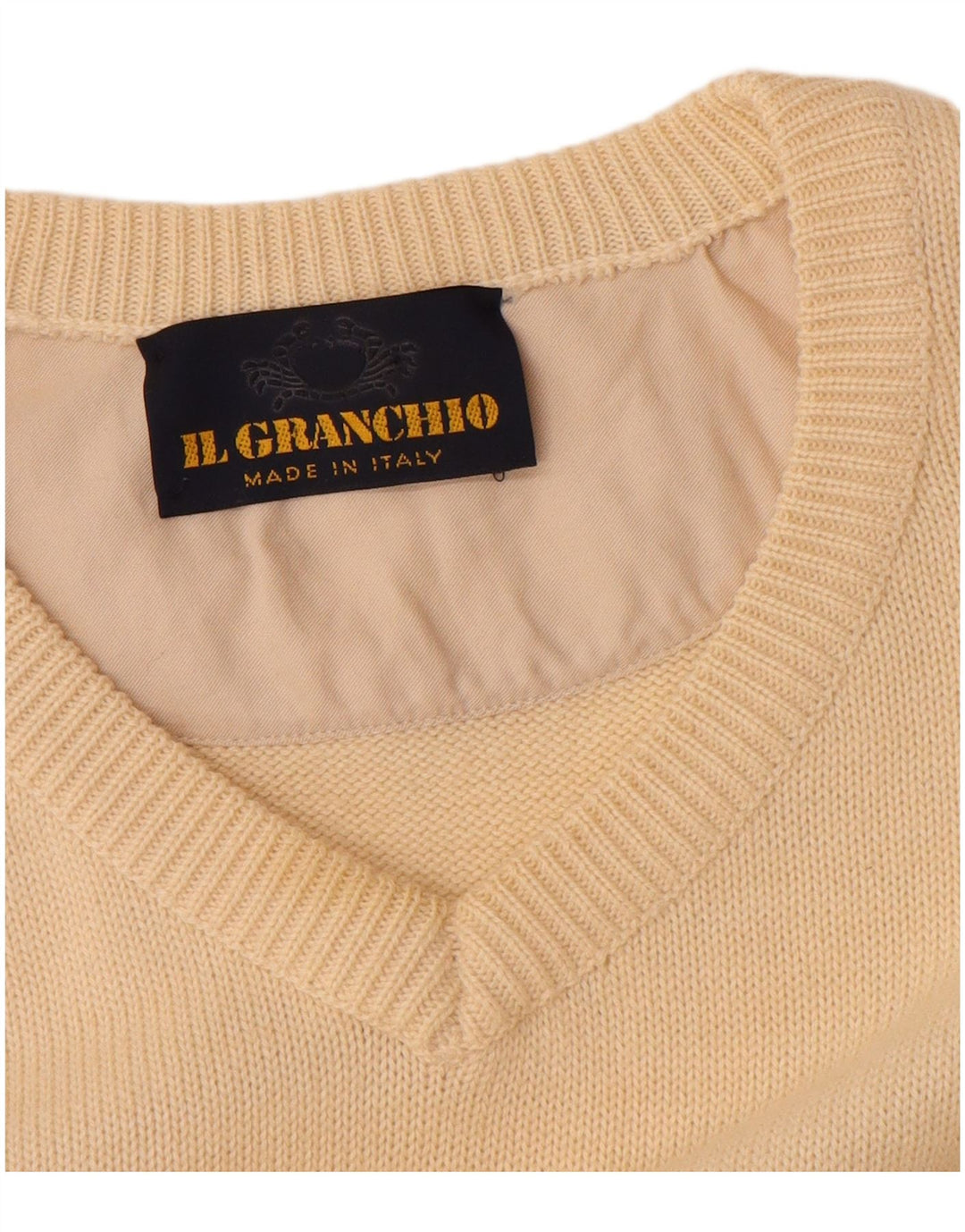 Il Granchio Pulover cu decolteu în V pentru bărbați, mare, bej, argyle/diamond