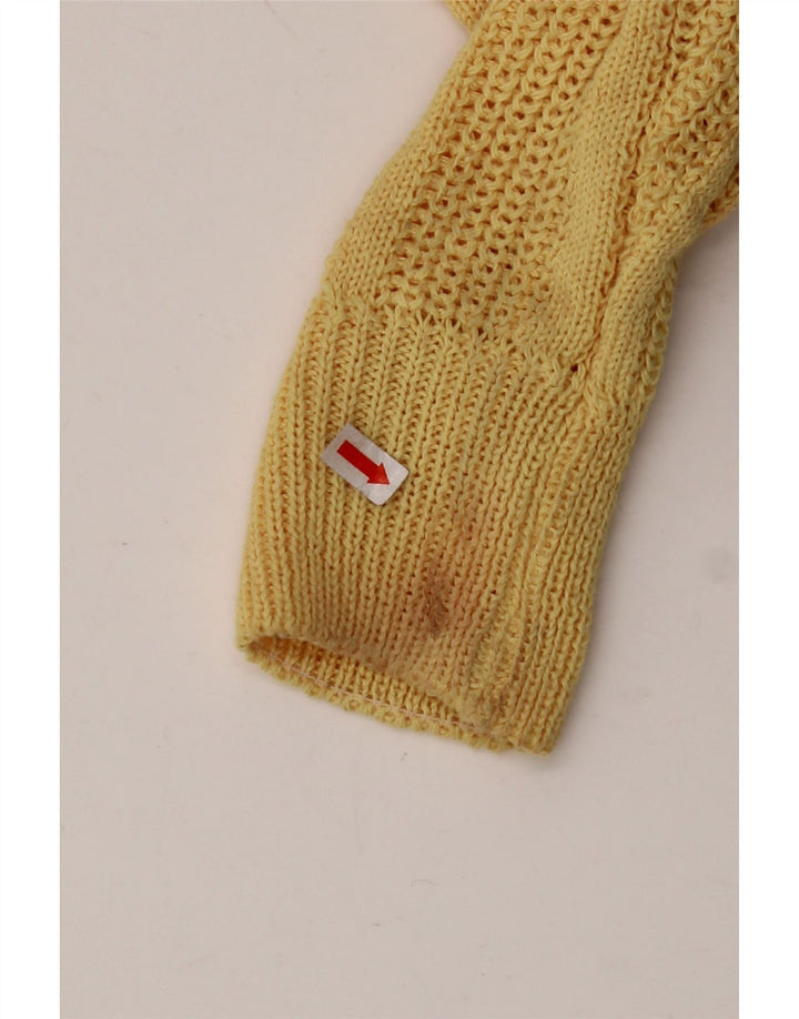 Pulover VINTAGE pentru femei cu gâtul cu barca UK 12 Acrilic galben mediu