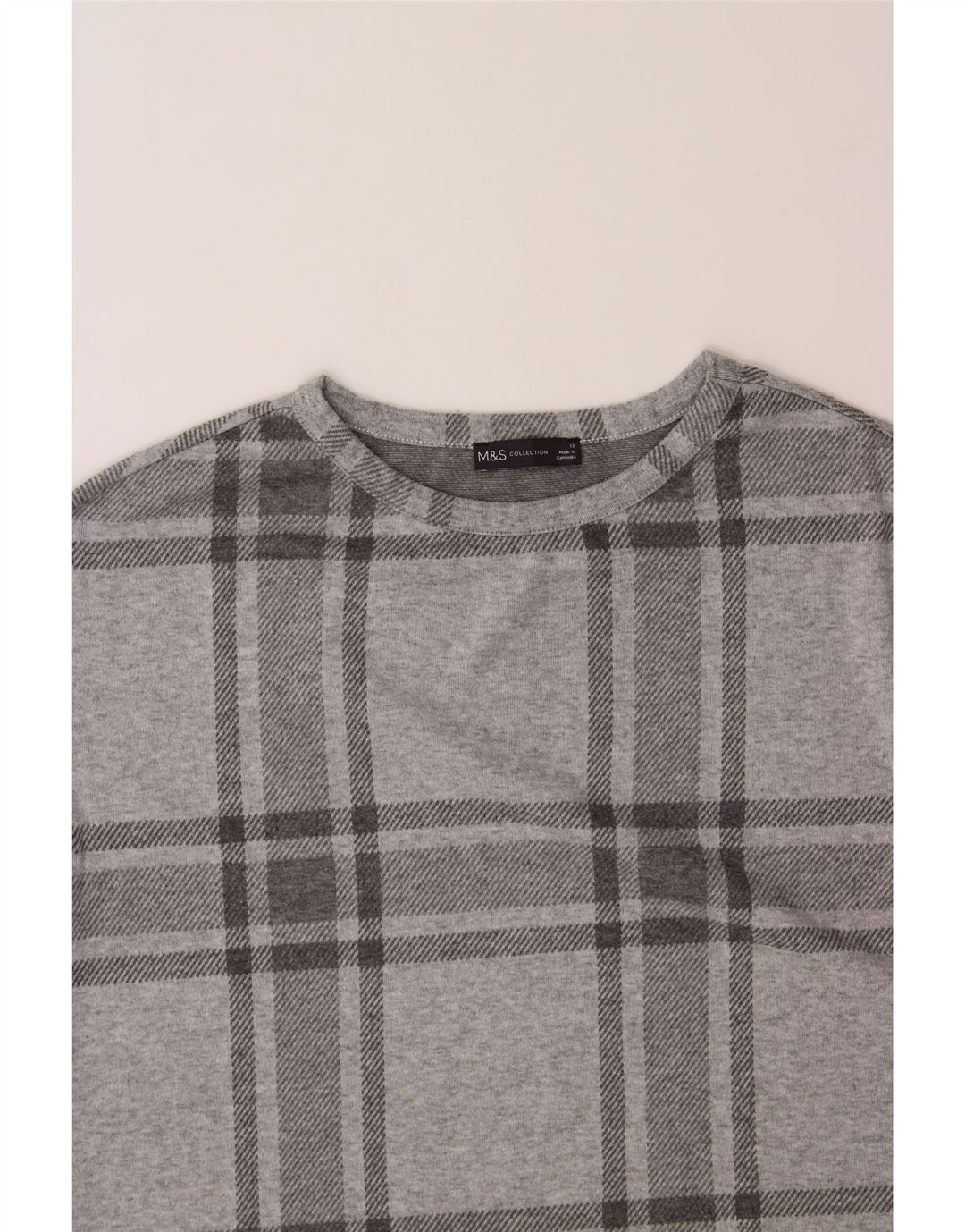 MARKS & SPENCER Womens Sweatshirt Jumper UK 12 Medium Grey Check Polyester Vintage Marks & Spencer and Second-Hand Marks & Spencer from Messina Hembry 