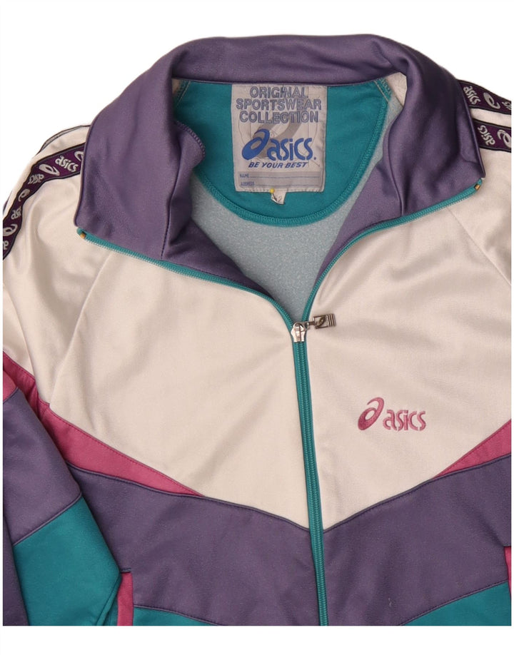 Jachetă de top pentru trening grafic Asics pentru bărbați, IT 52, mare, verde, colorblock