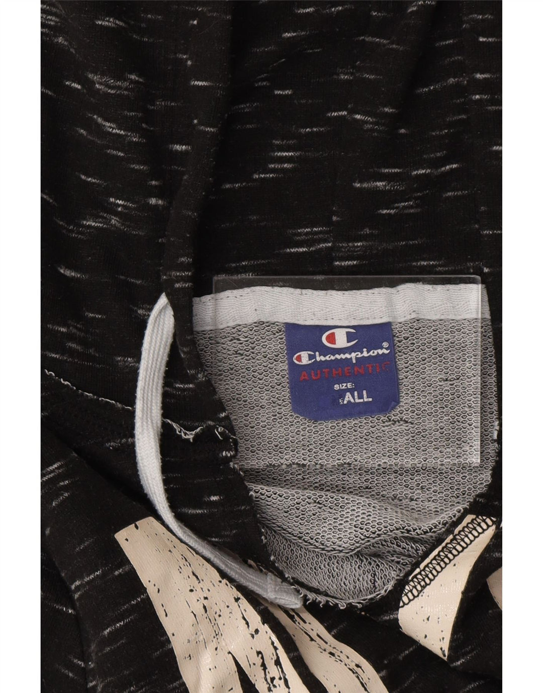 Pulover cu glugă cu grafică CHAMPION pentru femei UK 10 Small Black Flecked