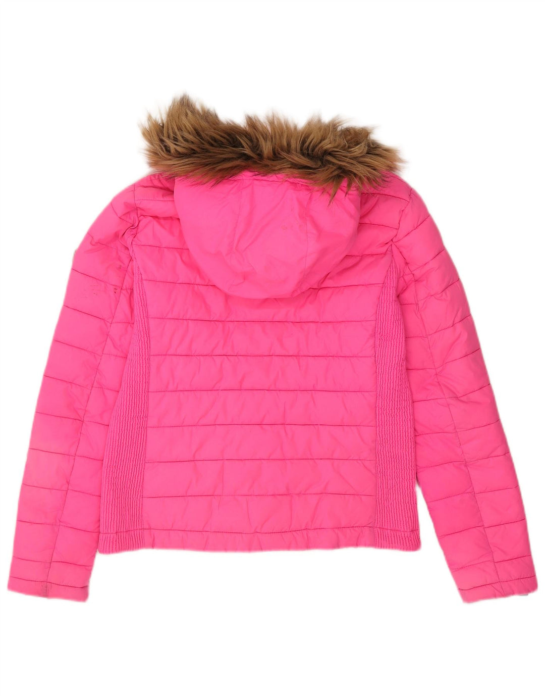 Jachetă căptușită cu glugă Superdry pentru femei UK 14, mare, roz, poliester