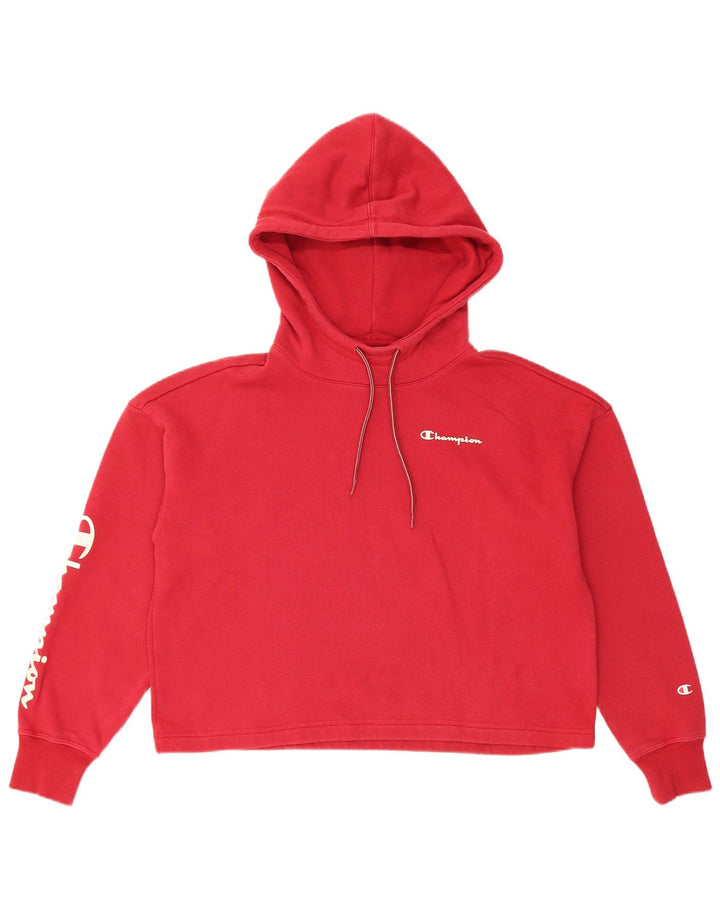 Pulover pentru femei Champion Oversized Crop Hoodie UK 14 Medium Red Bumbac