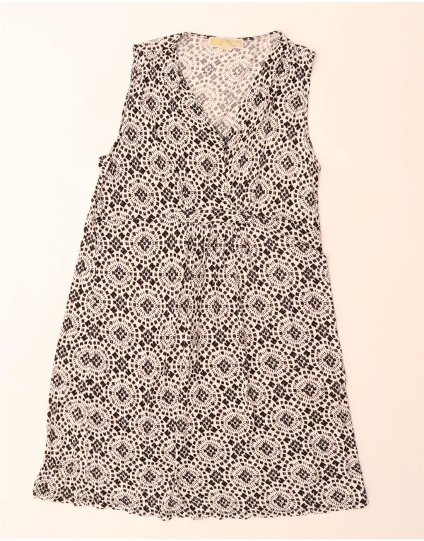 MICHAEL KORS Rochie A-Line fără mâneci pentru femei UK 18 XL Negru Floral Rayon