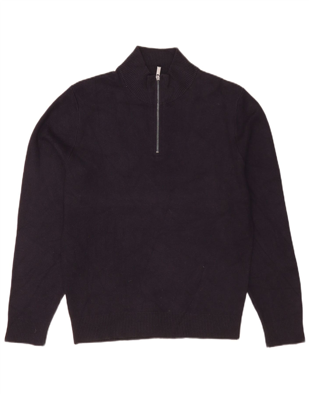 Pulover Massimo Dutti pentru bărbați, cu fermoar și gât, albastru bleumarin mediu
