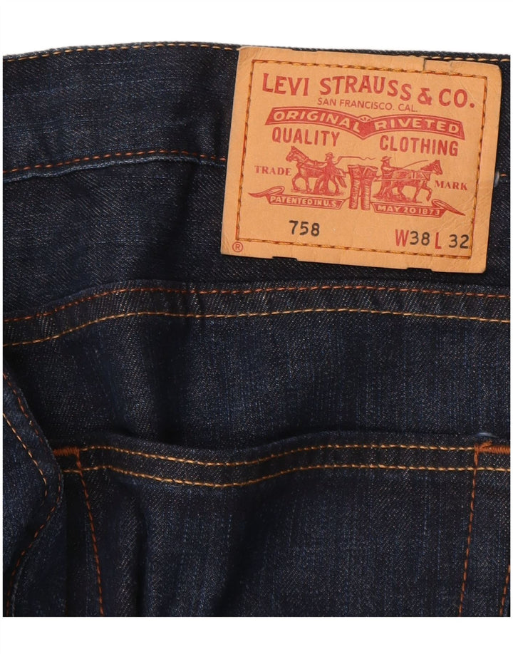 Blugi drepti pentru bărbați LEVI'S 758 W38 L32 Bumbac bleumarin