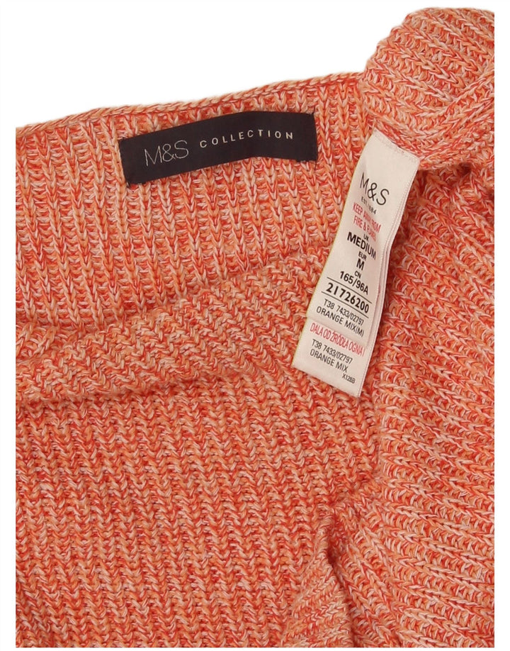 Pulover pentru femei Marks & Spencer, cu gât de barcă, Marea Britanie 14, portocaliu mediu pestat