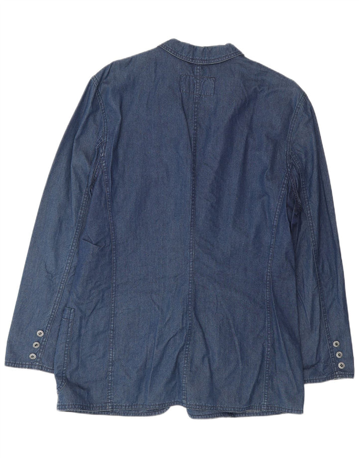 Krizia Jeans Jachetă Blazer Femei Denim 1 Buton IT 46 Mare Bumbac Albastru