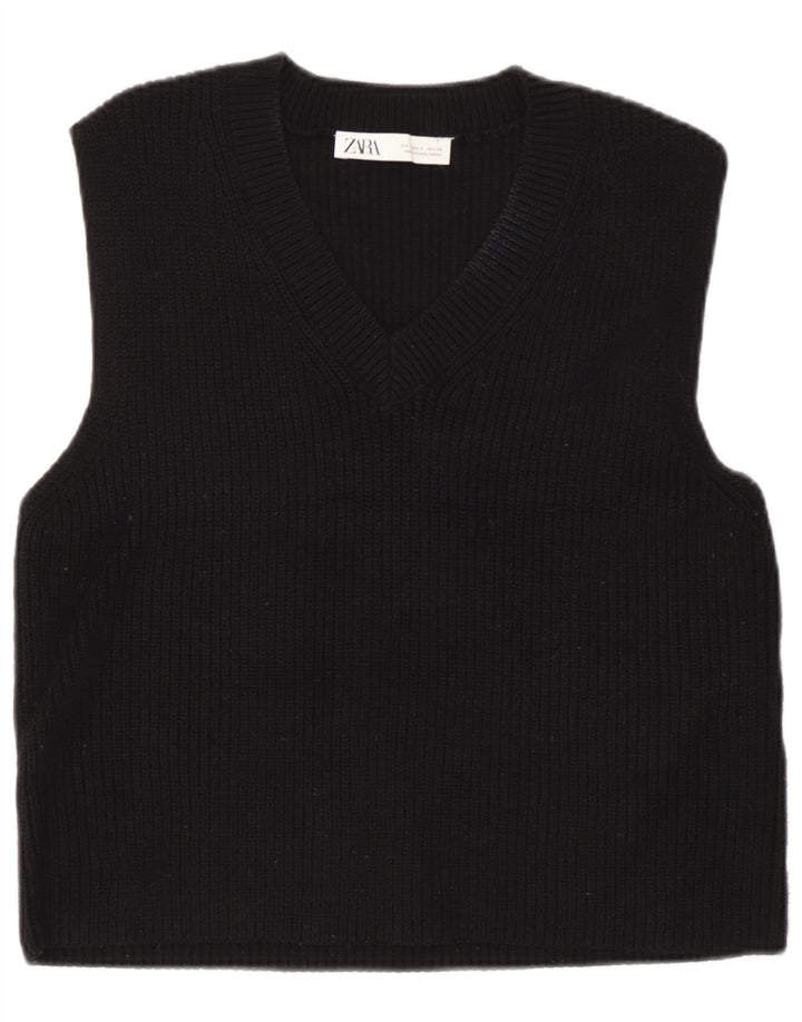 Vesta Zara Femei Tank Top UK 14 Medium Negru
