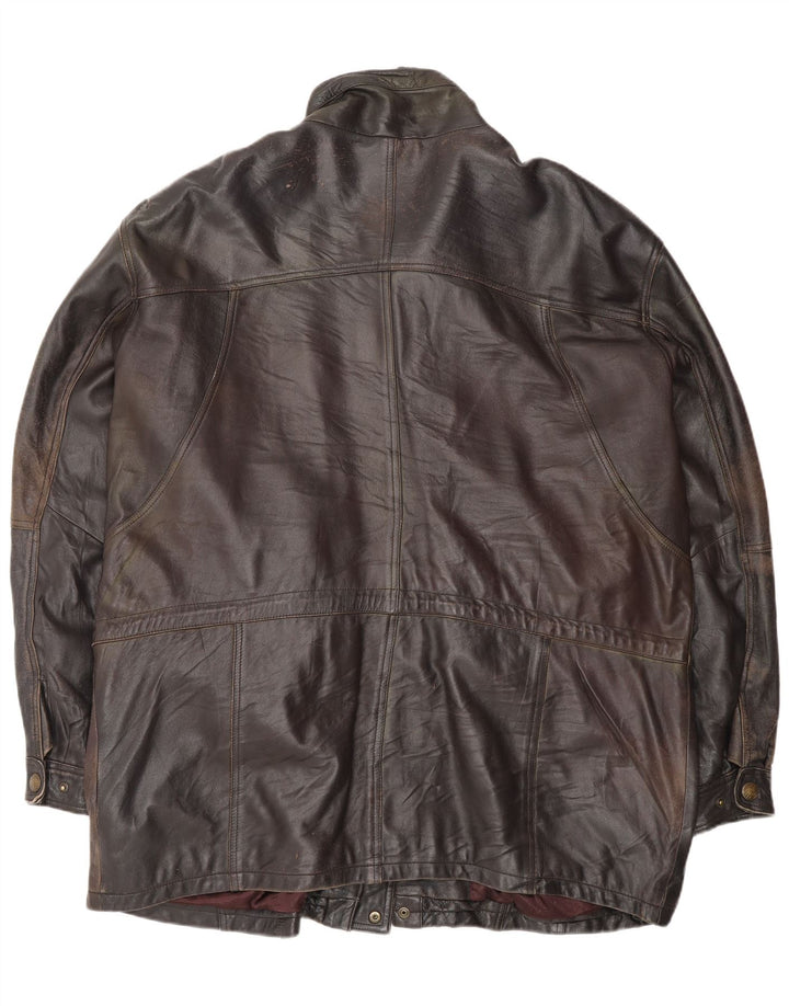 Jachetă de piele vintage pentru bărbați UK 44 2XL din piele neagră