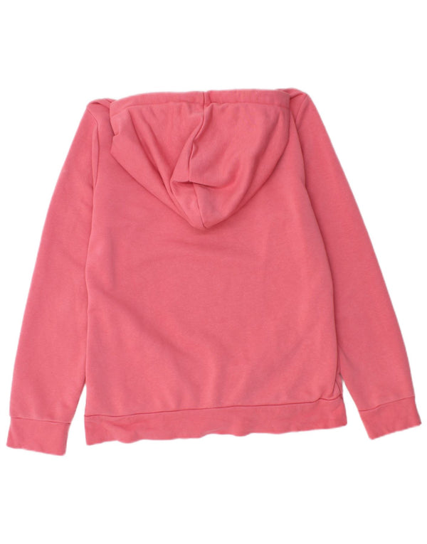 Pulover cu glugă cu grafic Adidas pentru femei UK 12/14, bumbac roz mediu