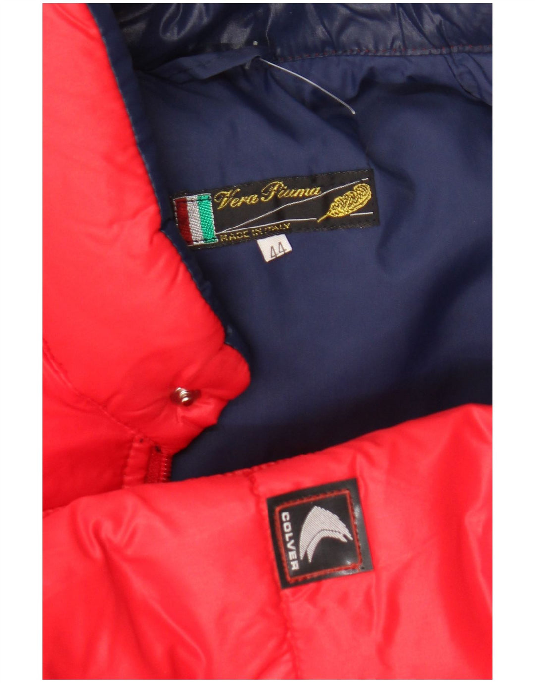 Jachetă căptușită vintage pentru bărbați IT 44 XS Poliamidă color bloc roșu