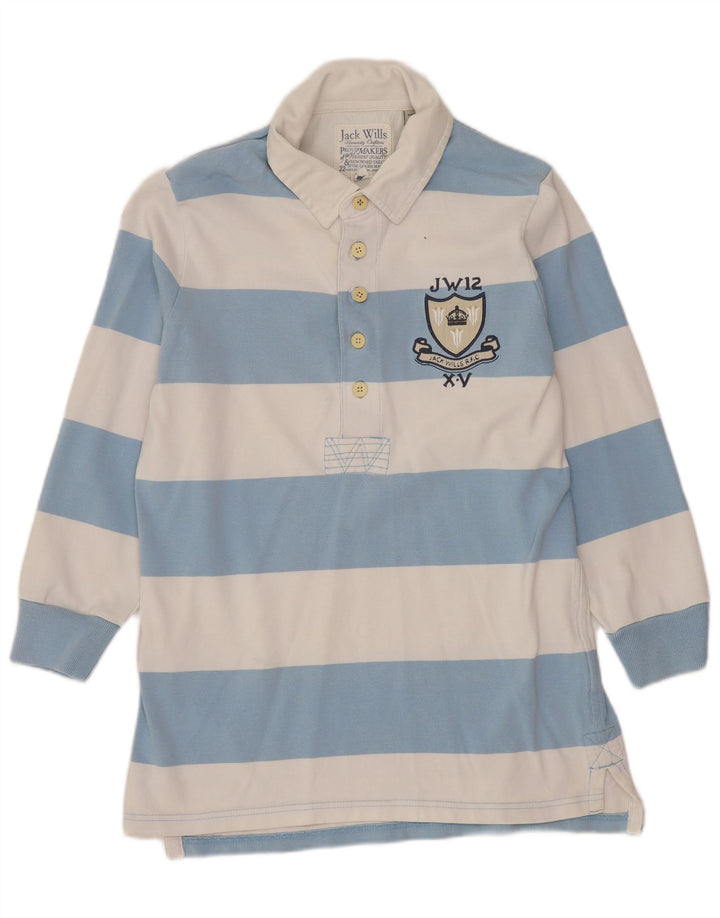 JACK WILLS Tricou polo de rugby pentru femei UK 12 Medium Blue Striped