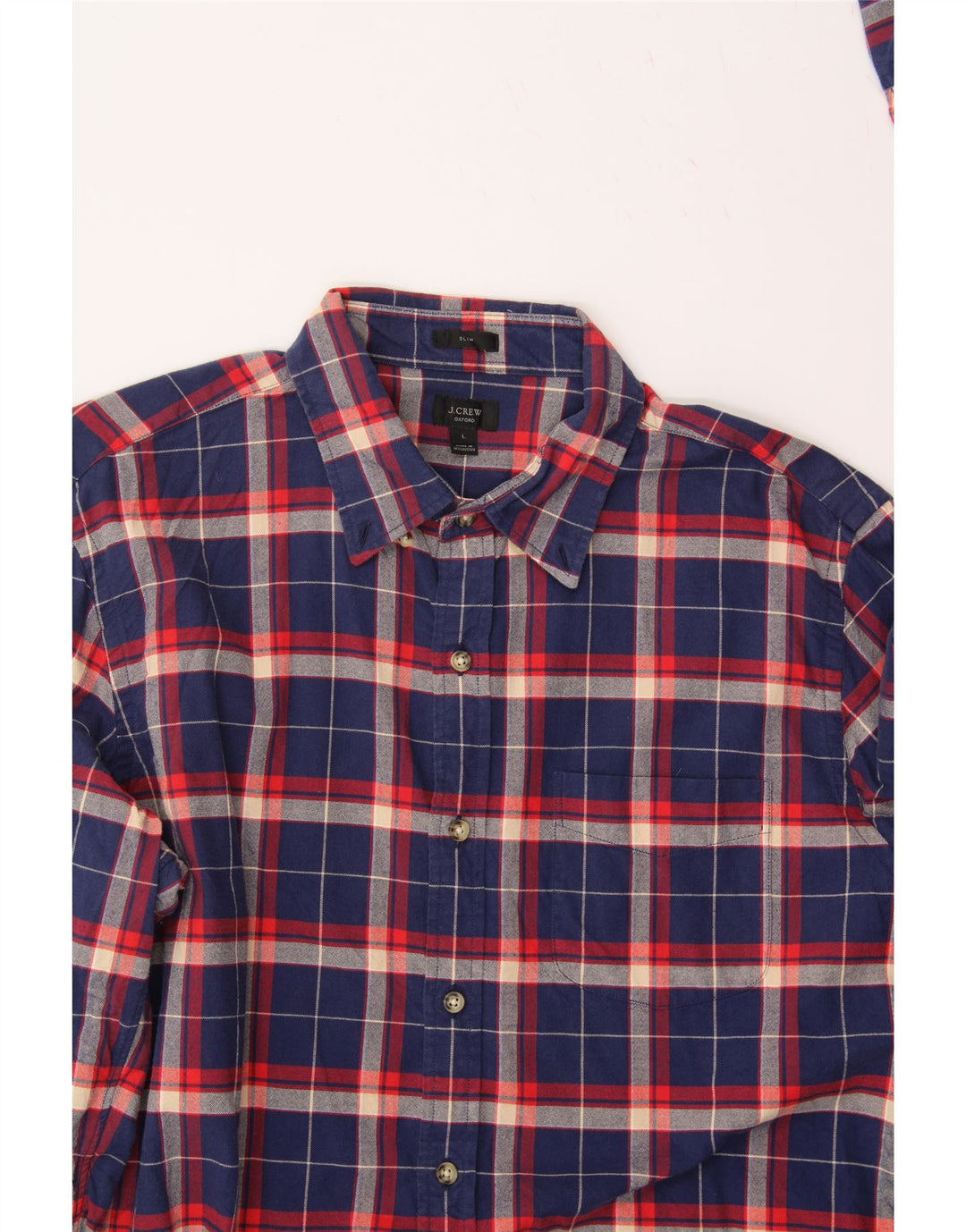 J. CREW Mens Oxford Slim Shirt Large Blue Check Cotton Vintage J. Crew and Second-Hand J. Crew from Messina Hembry 