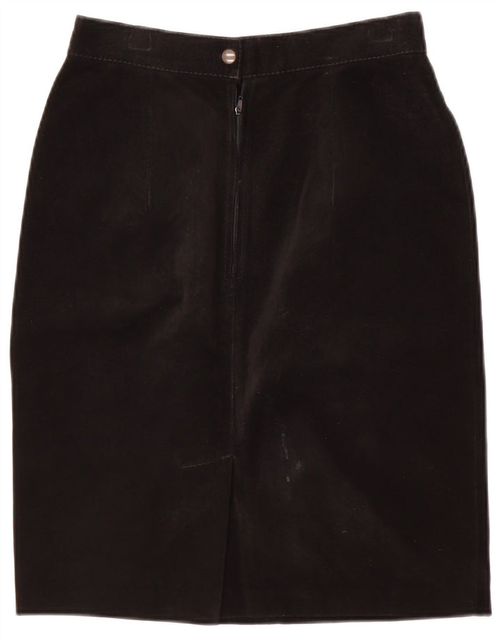Fusta dama vintage din piele intoarsa IT 40 Small W24 Negru