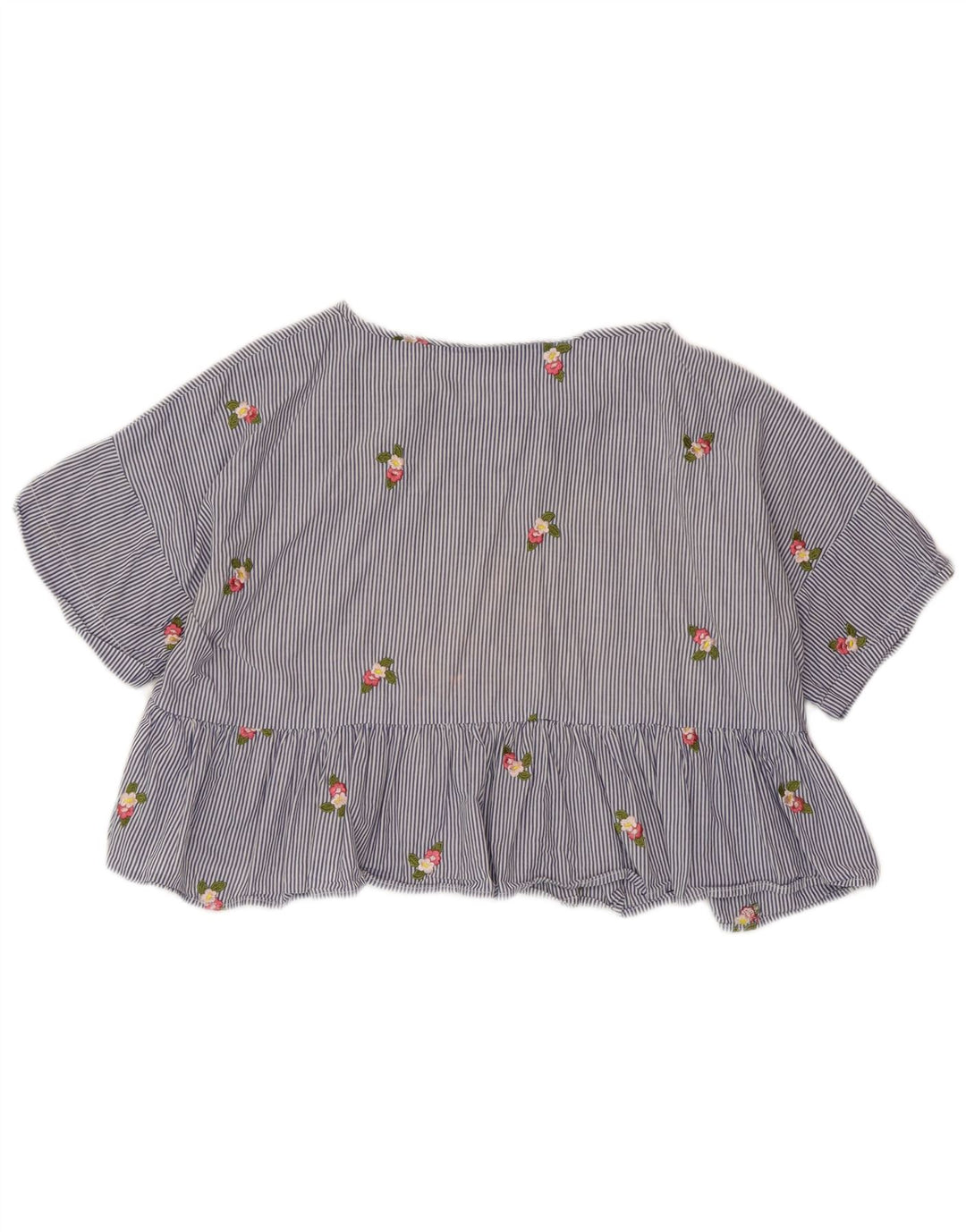 Top Bluză Crop ZARA pentru femei UK 14 Medium Blue Pinstripe