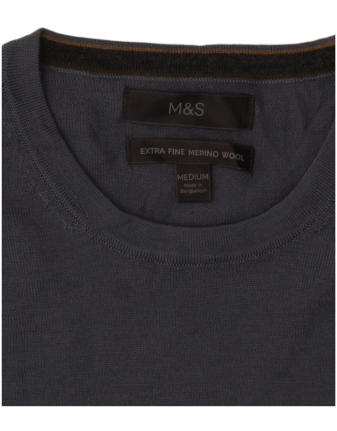 Pulover pentru bărbați Marks & Spencer, cu gât crew, lână albastră medie