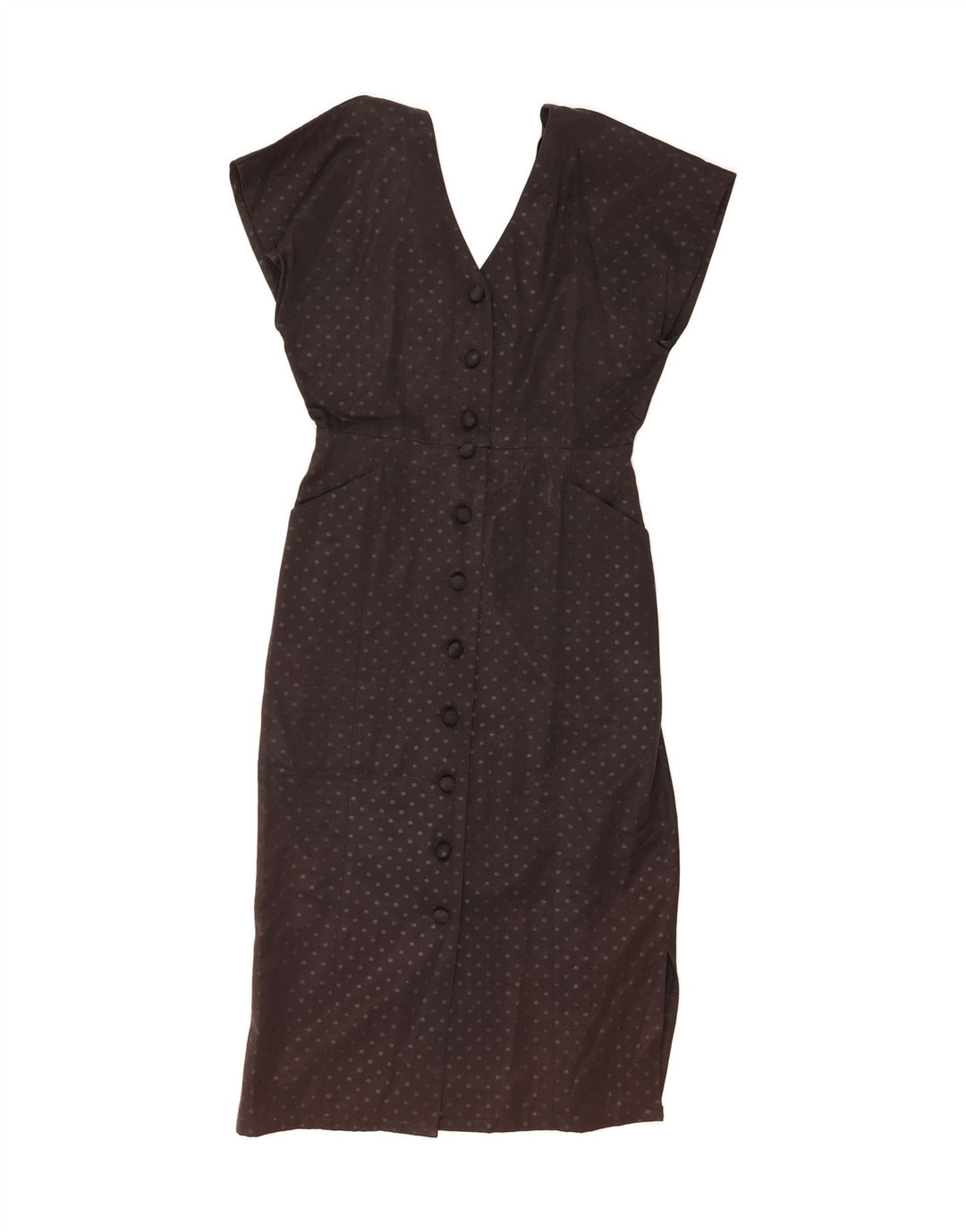 VINTAGE Womens Sheath Dress UK 12 Medium Black Polka Dot Acetate Vintage Vintage and Second-Hand Vintage from Messina Hembry 