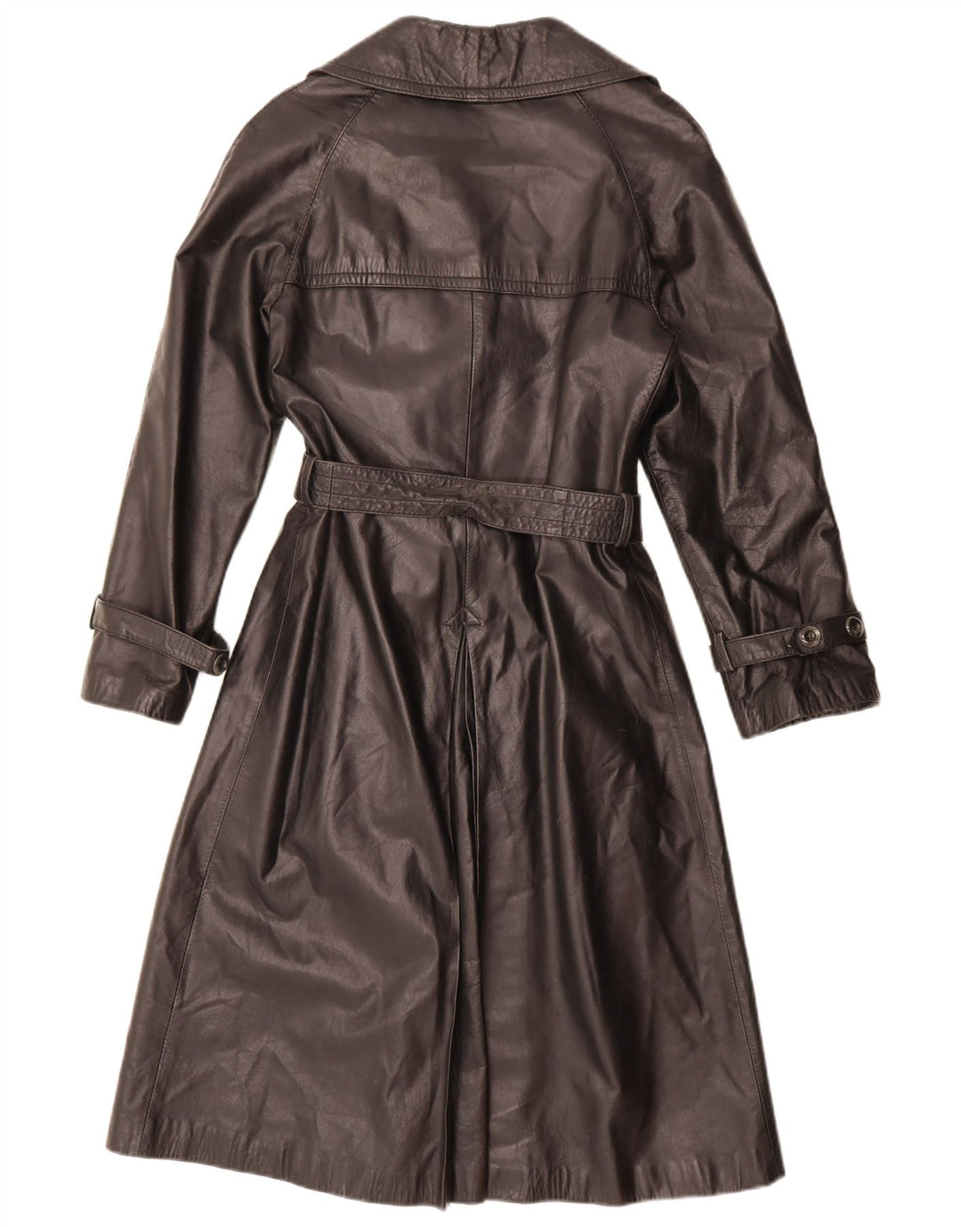 Palton din piele vintage pentru femei la dublu piept IT 46 mare negru