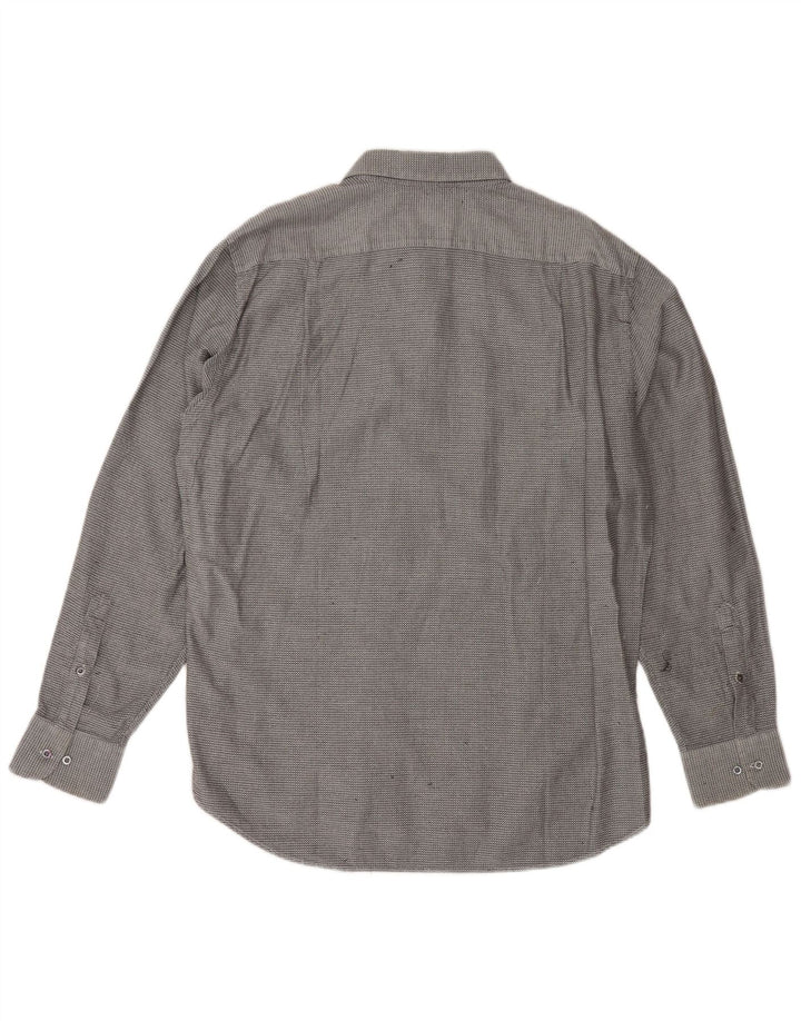 Cămașă de flanel pentru bărbați HUGO BOSS Mărimea 17 1/2 44 XL bumbac geometric gri
