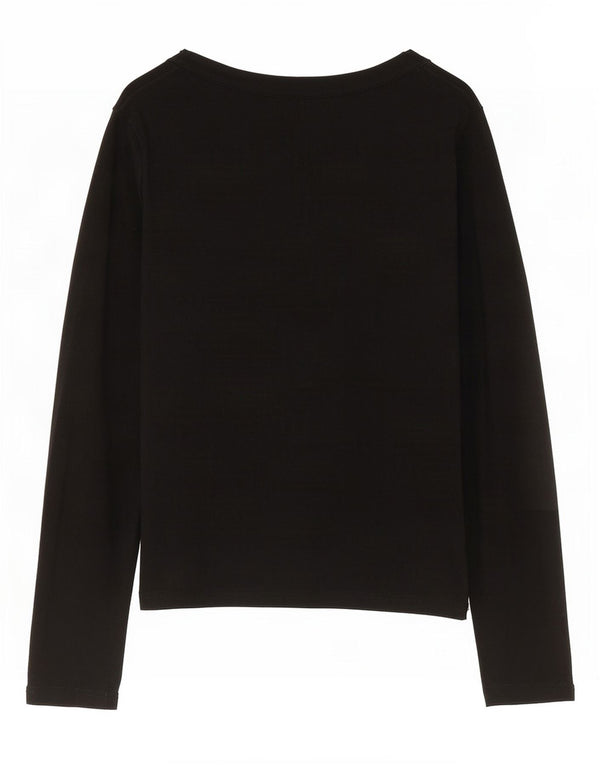Desigual Womens Graphic Top Long Sleeve UK 10 Small Black Viscose