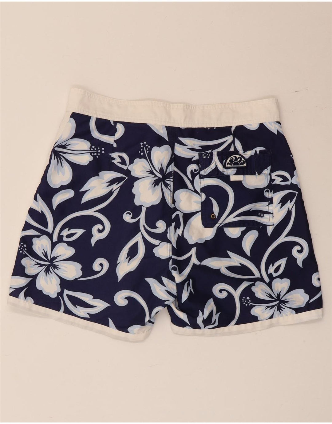 Pantaloni scurți de înot Sundek pentru bărbați, poliester floral, albastru marin mediu