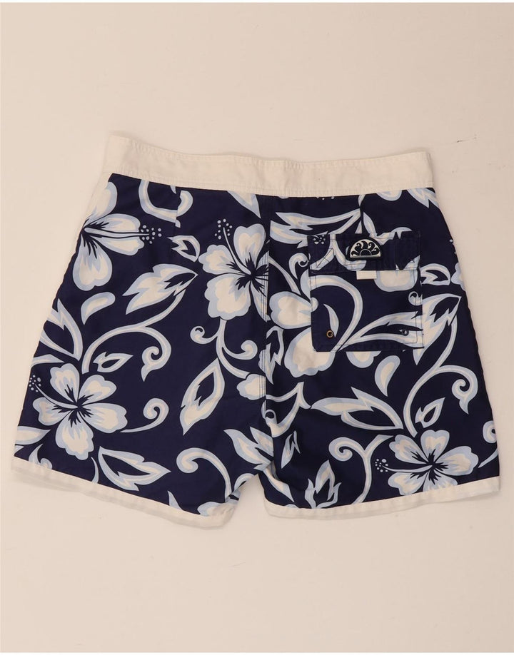 Pantaloni scurți de înot Sundek pentru bărbați, poliester floral, albastru marin mediu