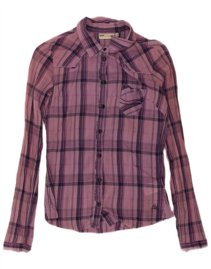 Cămașă pentru femei Lee UK 10 Bumbac carouri violet mic