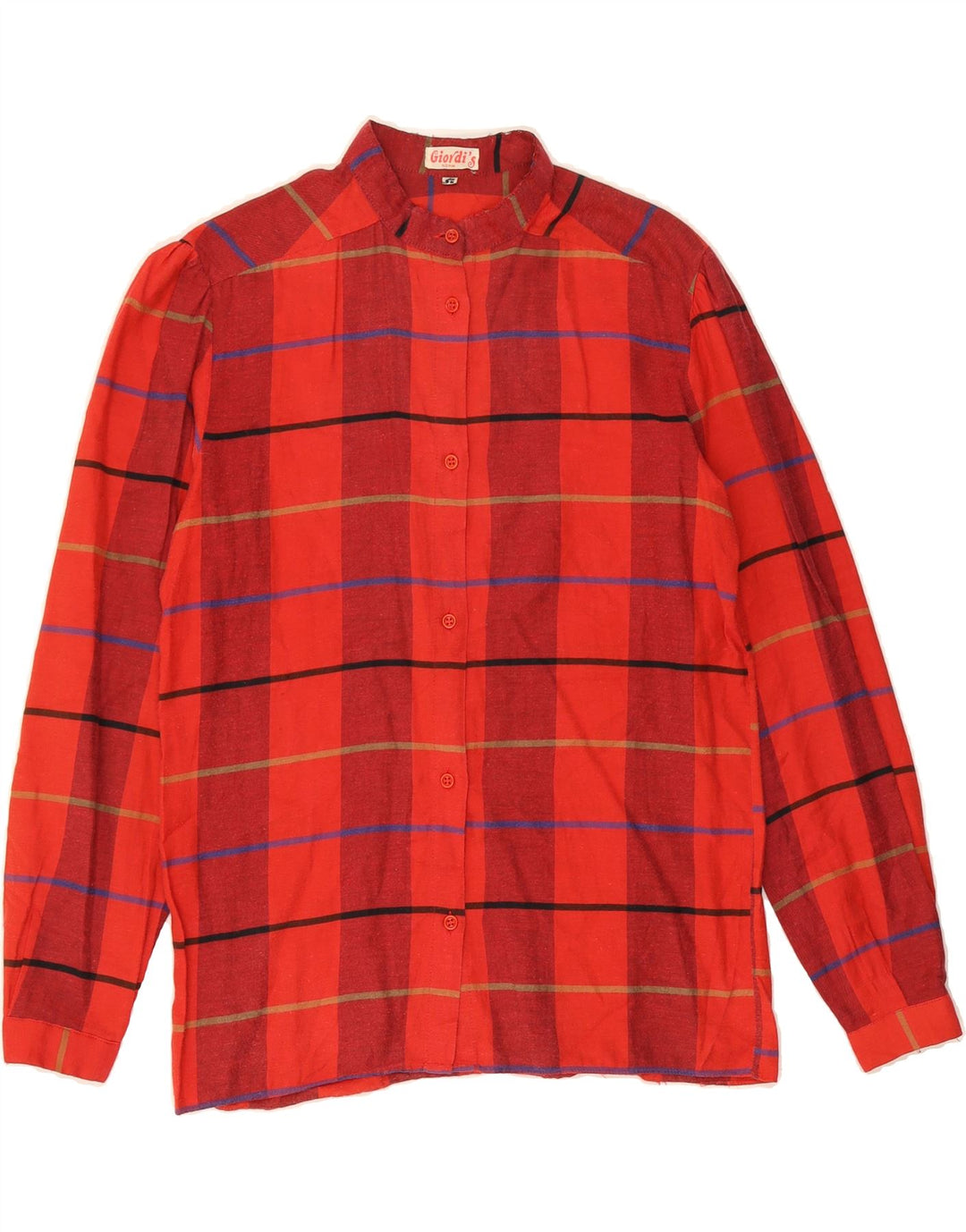 GIORDI'S Womens Shirt Blouse IT 42 Medium Red Check Cotton Vintage Giordi's and Second-Hand Giordi's from Messina Hembry 
