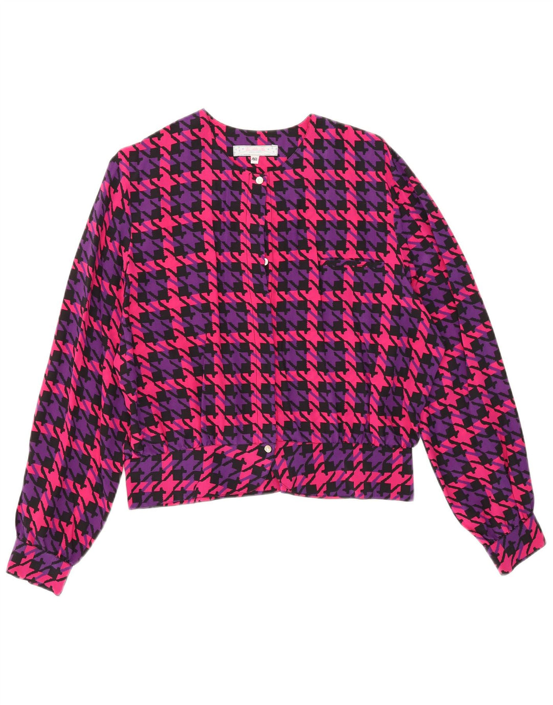 Bluză de cămașă supradimensionată pentru femei Vintage IT 46 Mătase mare cu picior de gală roz