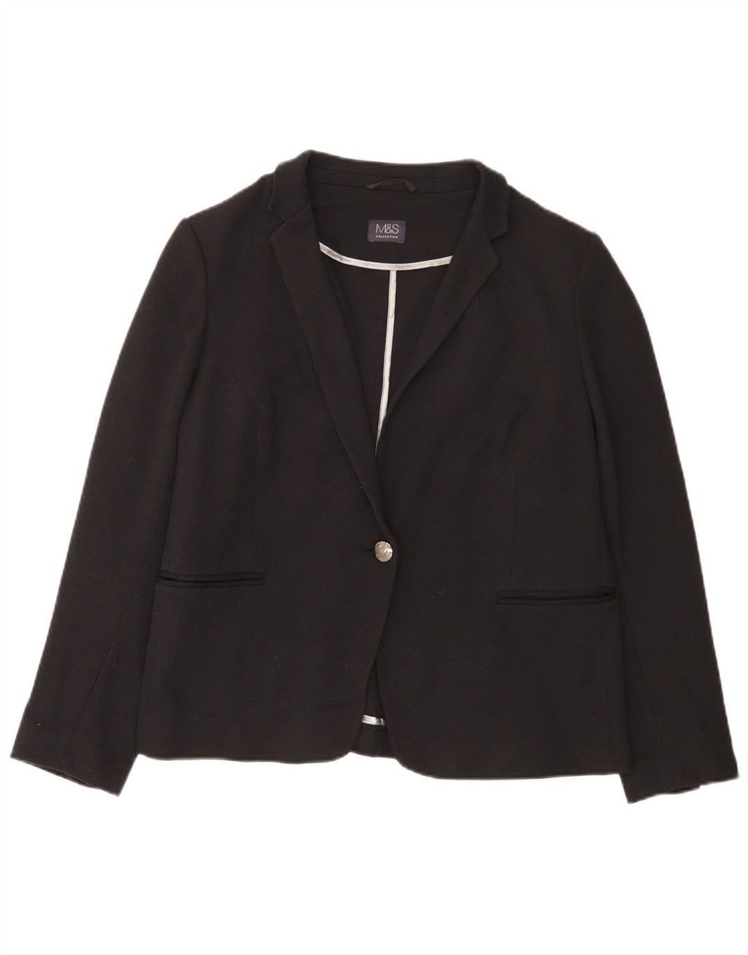 Marks & Spencer jachetă pentru femei cu 1 nasture, UK 20 2XL, bumbac negru