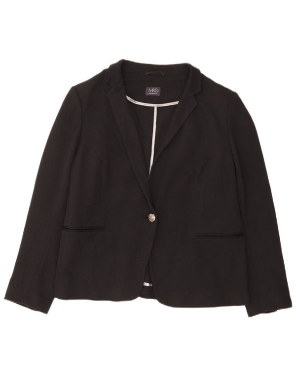 Marks & Spencer jachetă pentru femei cu 1 nasture, UK 20 2XL, bumbac negru