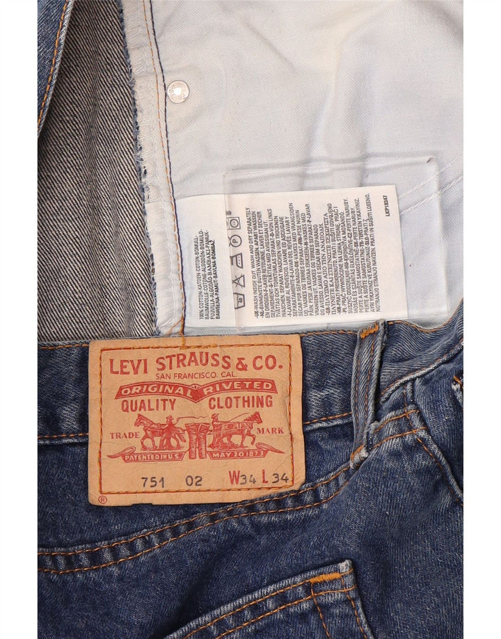 Blugi drepti pentru bărbați LEVI'S 751 W34 L29 Bumbac albastru