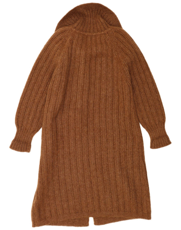 Pulover Vintage cardigan cu paragate supradimensionat pentru femei UK 14 Maro Mediu Modal