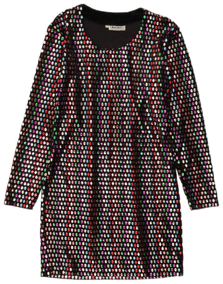 Rochie schimbătoare cu mânecă lungă pentru femei vintage UK 12 Medium Multicolore cu pete