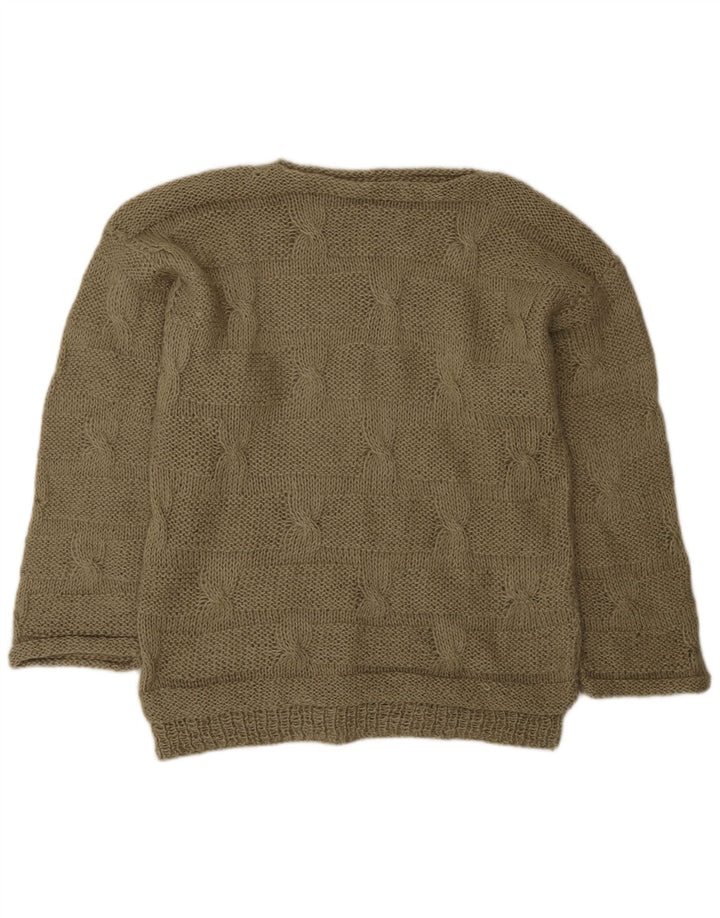 Pulover vintage pentru bărbați cu gâtul barcă, kaki mediu