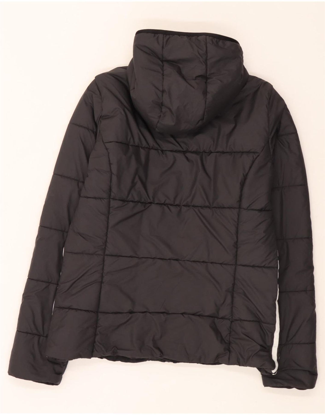 Jachetă căptușită cu glugă Adidas pentru femei UK 16 Poliester negru mare