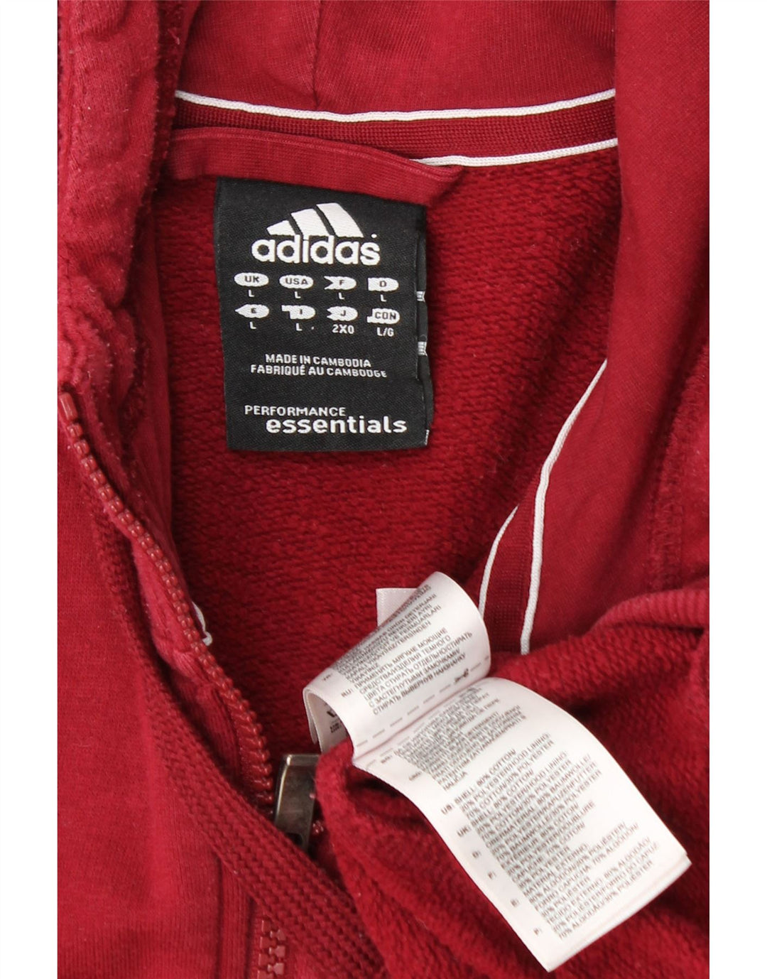 Pulover ADIDAS pentru bărbați, cu fermoar, bumbac mare, roșu