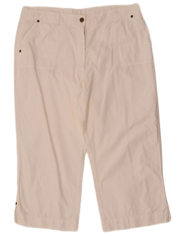 Pantaloni Capri cu talie înaltă pentru femei Marks & Spencer UK 18 XL W34 L22 Alb