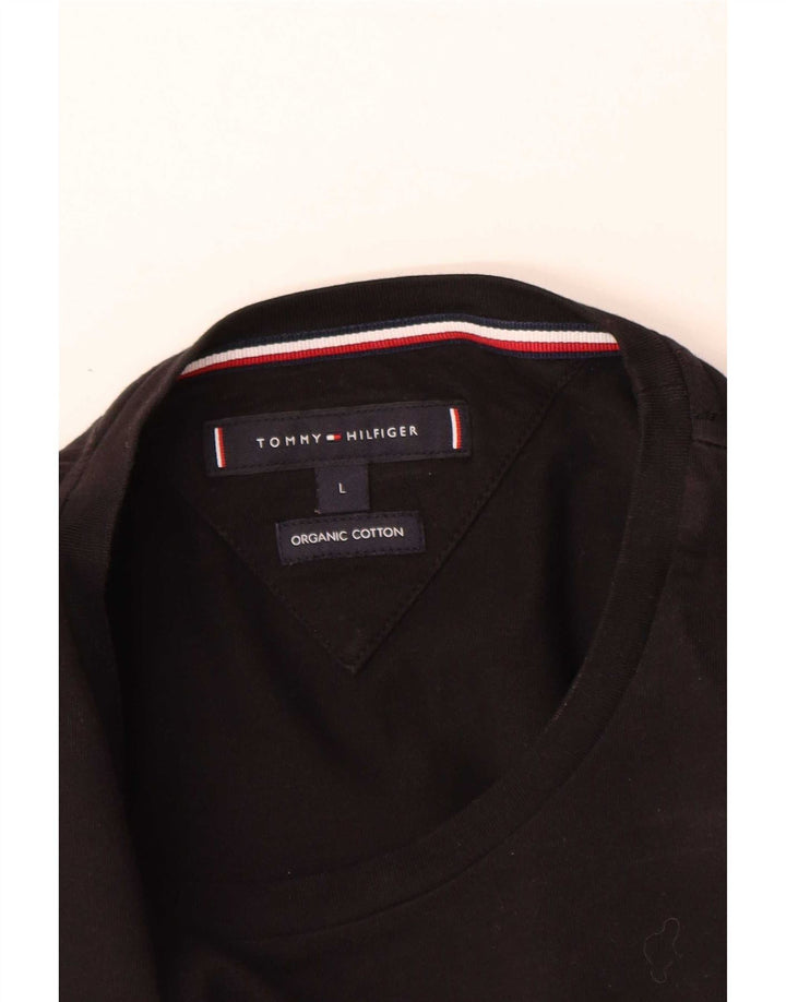 Top grafic pentru bărbați Tommy Hilfiger cu mânecă lungă, mare, negru, bumbac
