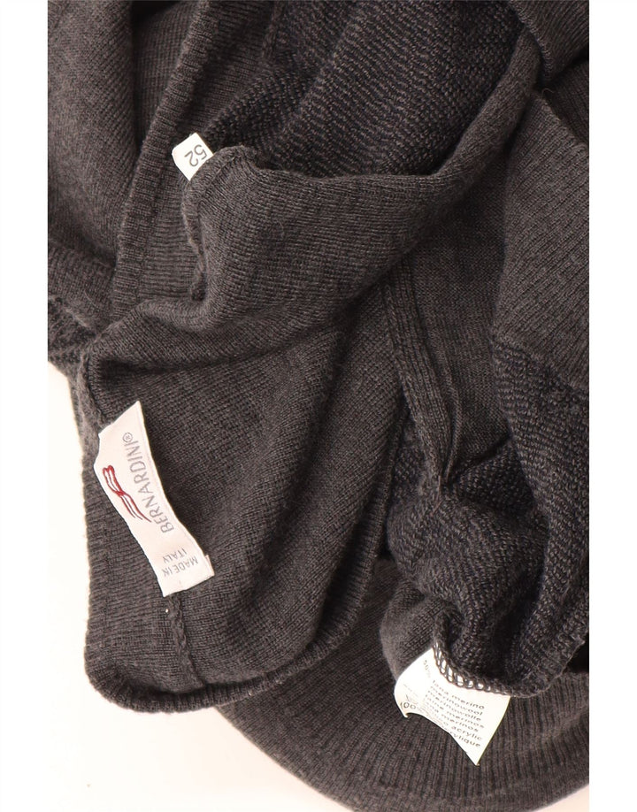 Pulover Cardigan fără mâneci pentru bărbați Bernardi IT 52 Lână geometrică mare gri
