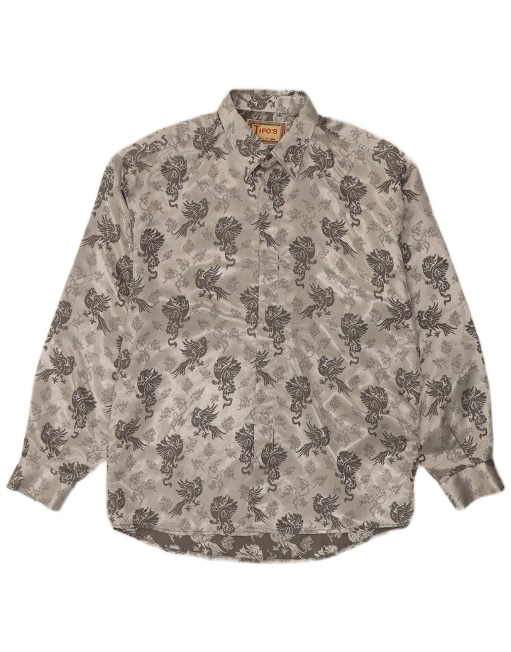 TIPO' S Mens Abstract Pattern Shirt Medium Grey